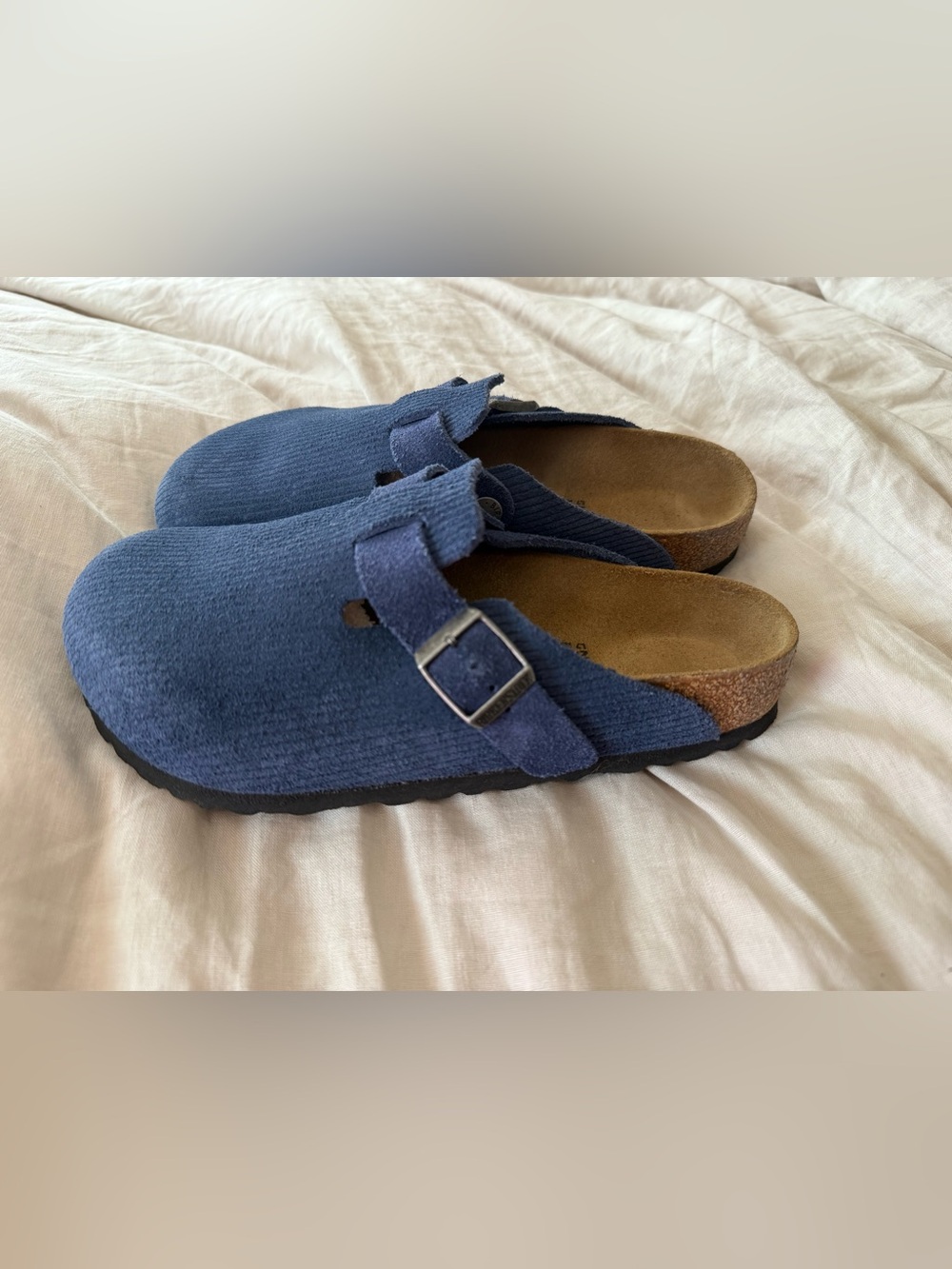 Birkenstock Navy Corduroy Adjustable Boston Clogs - Picture 2 of 5
